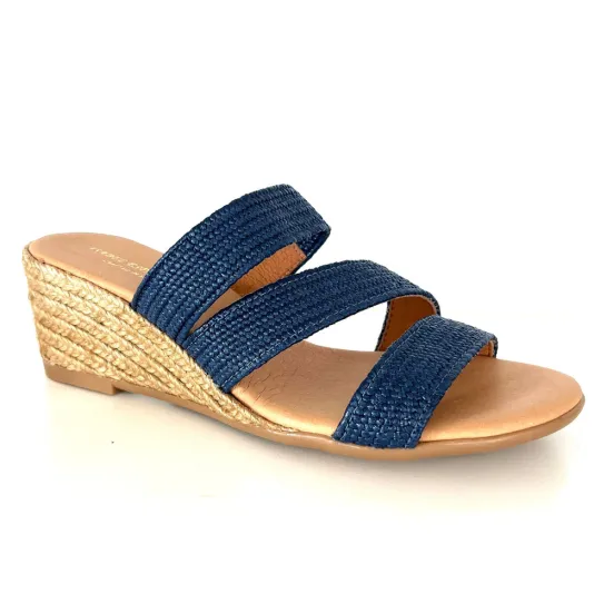 Babbs - The Raffia Elastic 3 Band Espadrille in Navy