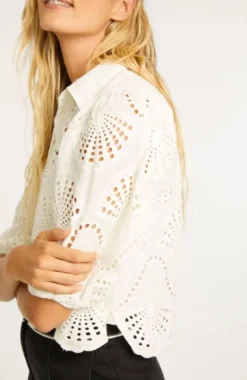 The 3/4 Sleeve Lace Top in Ivory