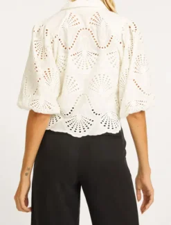 The 3/4 Sleeve Lace Top in Ivory