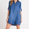 The A-Line Shirt Dress in Denim