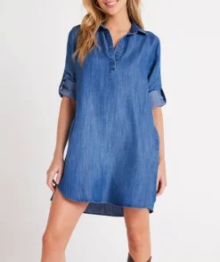 The A-Line Shirt Dress in Denim
