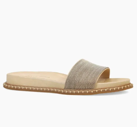 The Ball Chain Slide on Footbed Sole in Gold