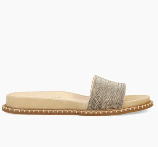 The Ball Chain Slide on Footbed Sole in Gold