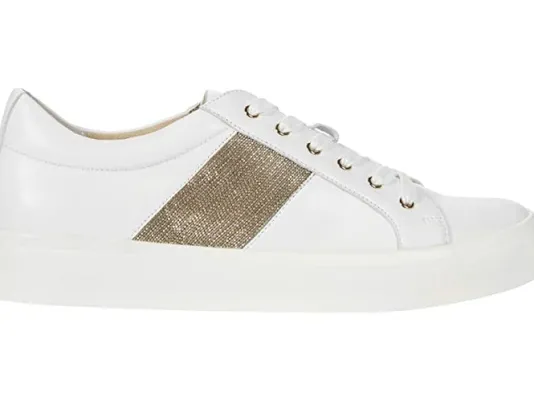 The Beaded Chain Stripe Sneaker in White