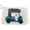 The Beaded Golf Pouch in White Blue Pink