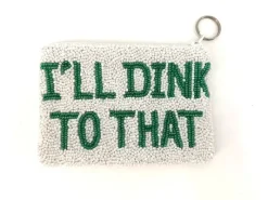 The Beaded Pickleball Pouch in White Green