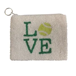 The Beaded Tennis Love Pouch in White