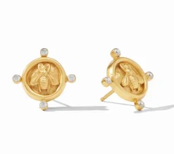 The Bee Cameo Stud in Gold CZ