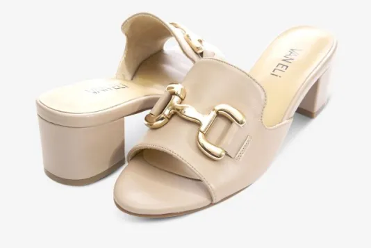 The Bit Slide Sandal in Light Taupe