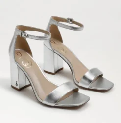 The Block Heel Dress Sandal in Silver
