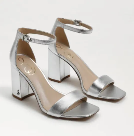 The Block Heel Dress Sandal in Silver