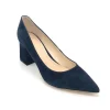 The Block Heel Pointed Pump in Navy