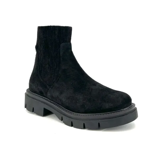 The Bootie with Chenille Knit Elastic Upper in Black