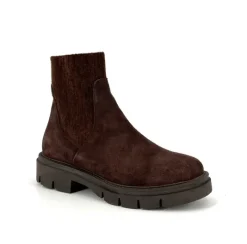The Bootie with Chenille Knit Elastic Upper in Brown