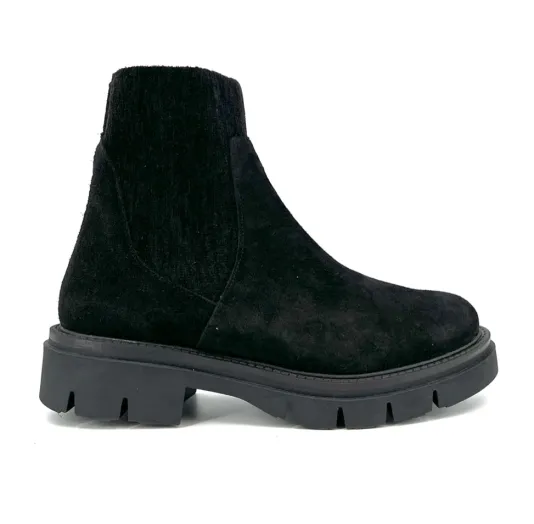 The Bootie with Chenille Knit Elastic Upper in Black
