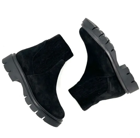 The Bootie with Chenille Knit Elastic Upper in Black