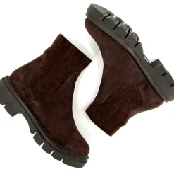 The Bootie with Chenille Knit Elastic Upper in Brown