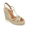 The Braided T-Strap Espadrille in Platino Metallic