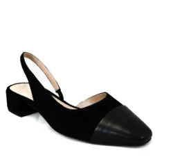 The Cap Toe Slingback Pump in Black