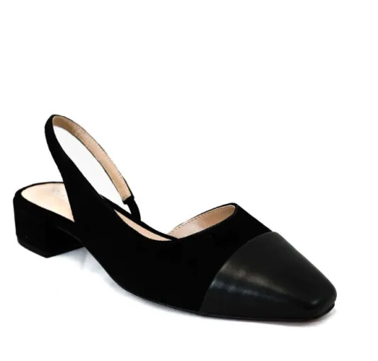 The Cap Toe Slingback Pump in Black