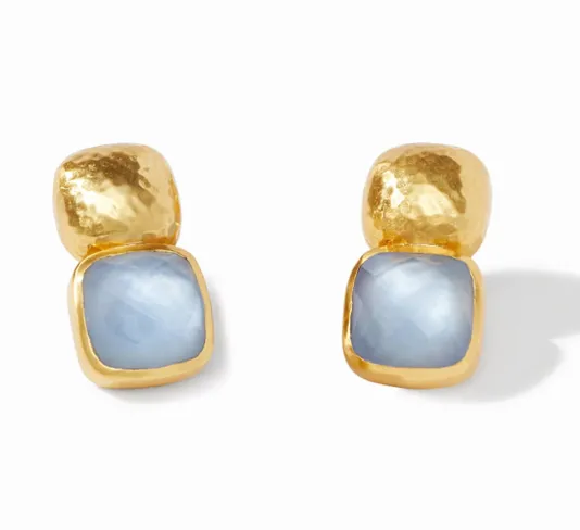 The Catalina Crystal Earring in Chalcedonly Blue