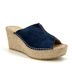 The Center Seam Espadrille Slide Sandal in Navy