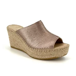 The Center Seam Espadrille Slide Sandal in Metal