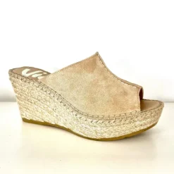 The Center Seam Espadrille Slide Sandal in Sand