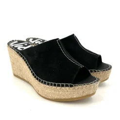 The Center Seam Espadrille Slide Sandal in Black