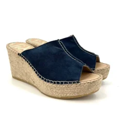The Center Seam Espadrille Slide Sandal in Navy
