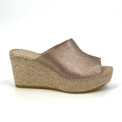 The Center Seam Espadrille Slide Sandal in Metal