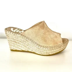 The Center Seam Espadrille Slide Sandal in Sand