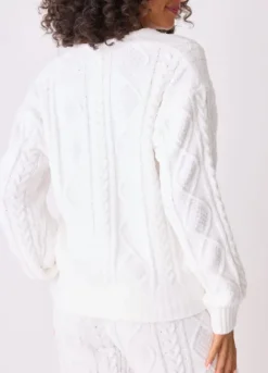 The Chenile Cable Vneck in Ivory