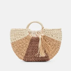 The Circle Handle Straw Bag in Natural
