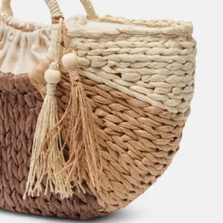 The Circle Handle Straw Bag in Natural