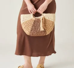 The Circle Handle Straw Bag in Natural