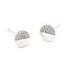 The Circle Studs with Pave CZ Accents in Silver