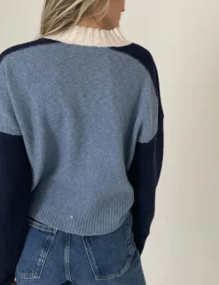 The Colorblock Crewneck Sweater in Denim