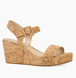 The Cork Wedge Sandal in Natural