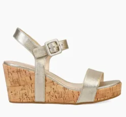 The Cork Wedge Sandal in Platino