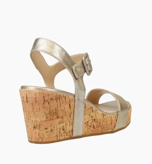 The Cork Wedge Sandal in Platino