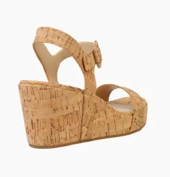 The Cork Wedge Sandal in Natural