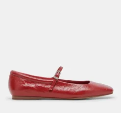 The Crinkle Leather Maryjane in Red