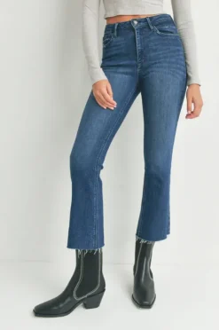 The Crop Flare in Dark Denim