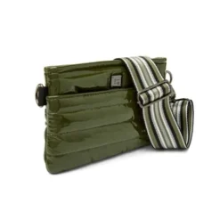 The Crossbody Bum Bag in Olive Patent