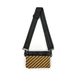 The Crossbody Bum Bag in Dune Raffia Diagonal Stripe