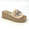 The Crystal Bit Raffia Slide Espadrille Sandal in Natural