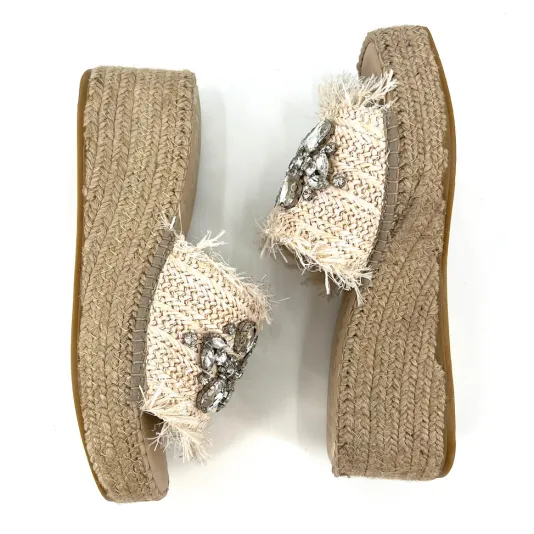 The Crystal Bit Raffia Slide Espadrille Sandal in Natural