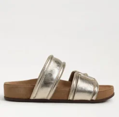 The Dual Band Footbed Sandal in Gold