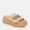 The Dual Buckle Sandal With Crochet Trim in Sand